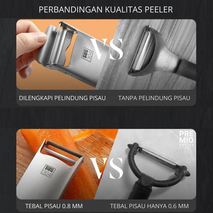 PREMIO Parutan Peeler Alat Kupas Pengupas Buah Kentang Sayur Serbaguna