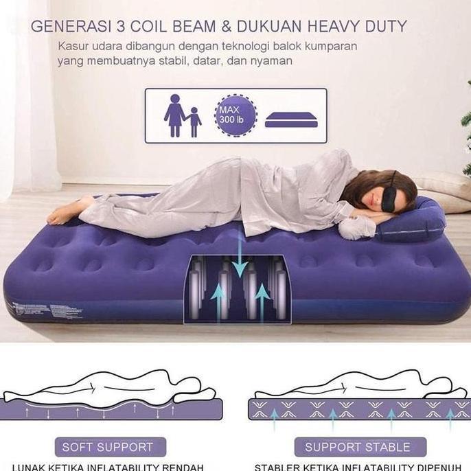 Murah Kasur Angin / Air Bed Double Kasur Angin + Pompa  Paket Kasur Angin Double / Paket Kasur Tiup 