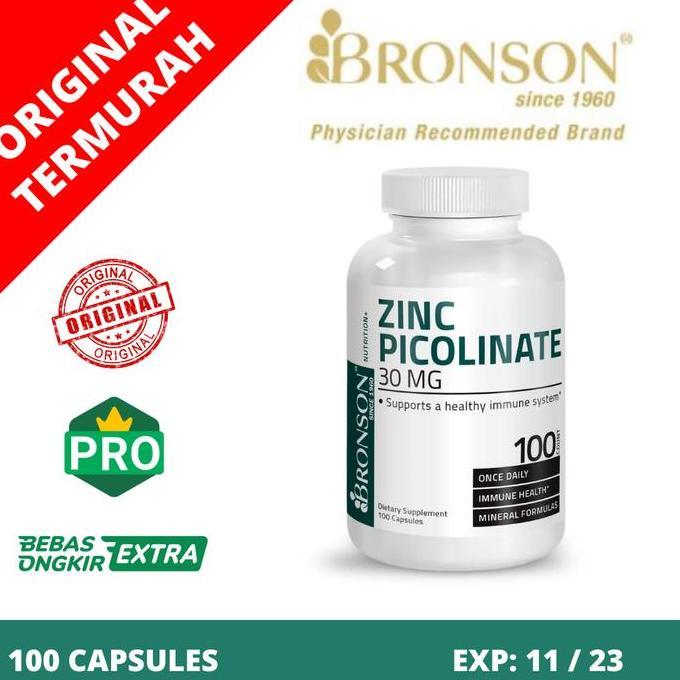 Bronson Zinc Picolinate - 30 Mg - 100 Capsules Terbaru 