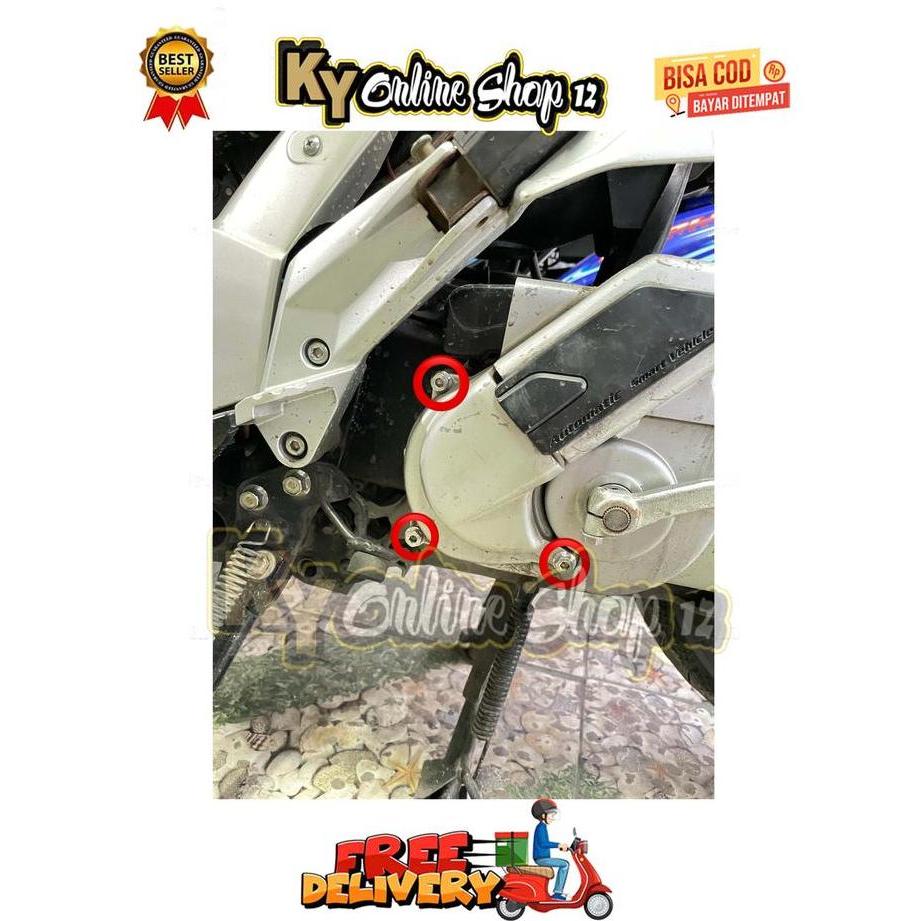 BAUT COVER CVT KIRI ( 3 BAUT ) MODEL 2 KUNCI YAMAHA NOUVO Z LELE VIETKONG ELEGANCE LX SX KARBU TAHUN