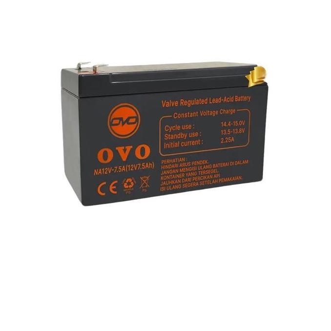 Baterai Aki Kering UPS OVO 12v 7.2Ah 12v 7Ah Garansi Resmi (Original) Baterai Ovo 12V 7.5Ah 7,5Ah Vr
