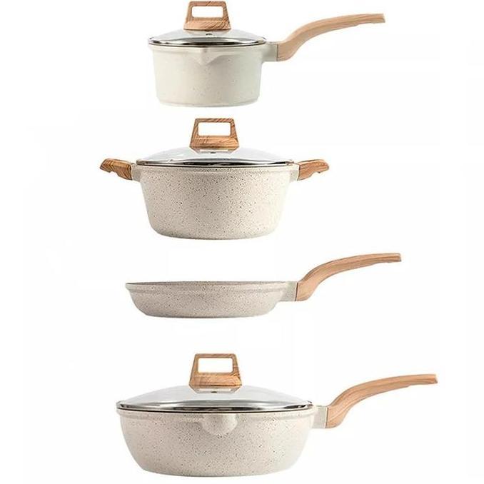 1 Set Peralatan Masak Anti Lengket Peralatan Masak 7Pcs Peralatan Dapur Hitam Wajan Anti Lengket Set