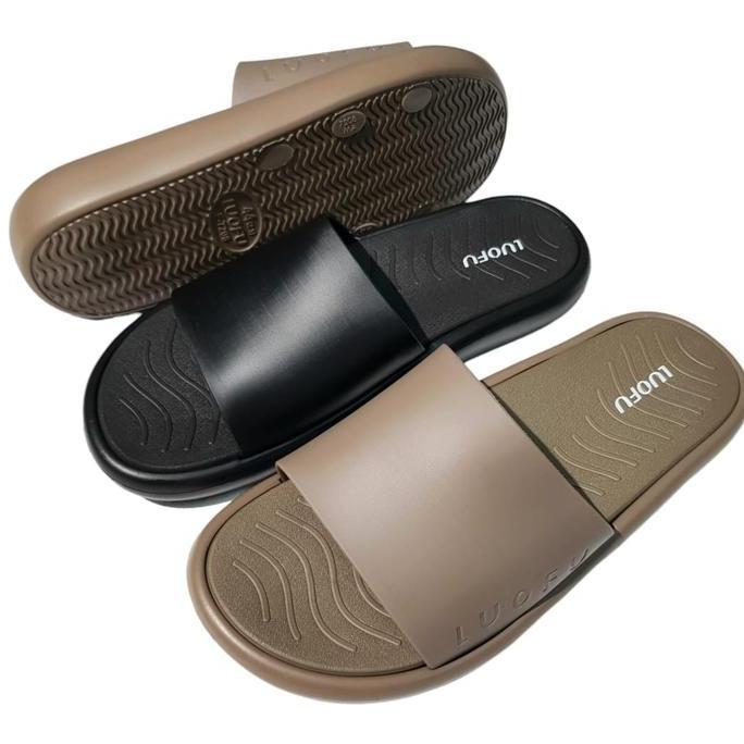 Kingg- Luofu Sandal Selop Karet Pria Empuk Polos Ringan E7208M-5Wp (Ar-6)