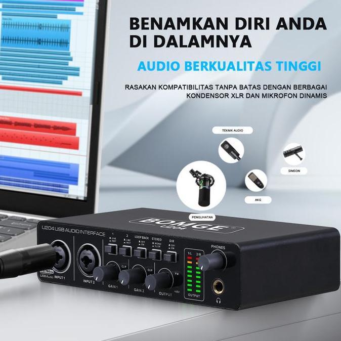 Youngshort33 - Bomge U204 Audio Interface Soundcard Usb Dengan Mikrofon Preamplifier Port Xlr/Tsr/Ts