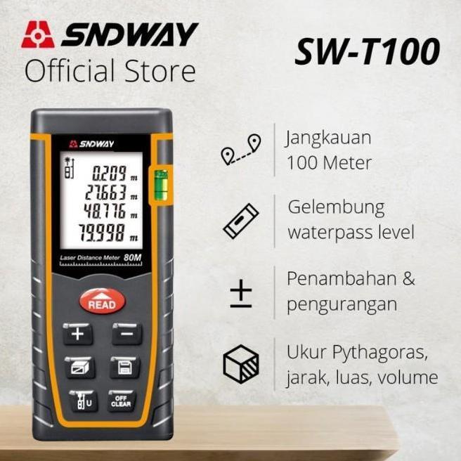 SNDWAY Meteran Laser Digital Distance 100 Meter