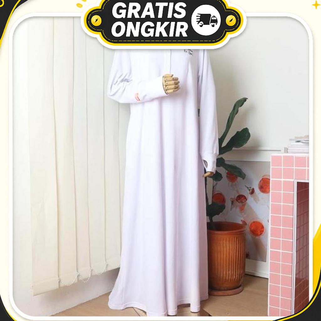 Nusseyba - Adreena Dress - Gamis Syari Wanita Bahan Combed Pique Diamond - Basic Dress Outfit Muslim