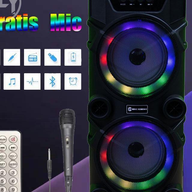Speaker Bluetooth Qs-999 Bonus Mic Karaoke Dual Speaker 6,5Inchi X2 Salon Aktif Portable Radio Fm