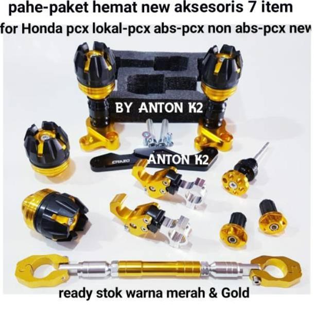 Aksesoris Paketan 7 Item Variasi Frame Jalu Knalpot Bawah Set Motor Honda Pcx Lokal-Pcx Abs-Pcx New/