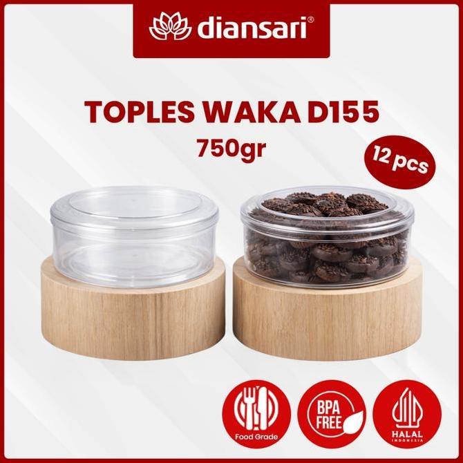 DIANSARI Toples WAKA D155 750gr 12 pcs Bulat Kue Lebaran Kue Kering Tutup Tebal Tahan Suhu BPA Free