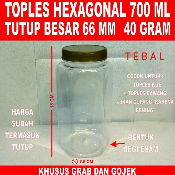 Is 70 Pcs Toples Cupang 700 ml 500 ml Tebal - Toples Plastik Segi Enam 700 ml Hexagonal