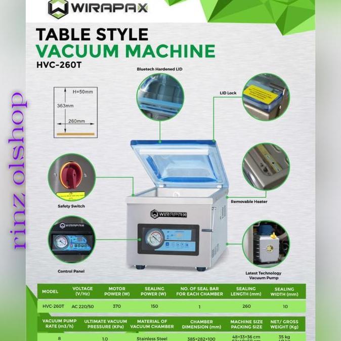 WIRAPAX HVC-260T HVC260T MESIN VACUM SELAER MAKANA
