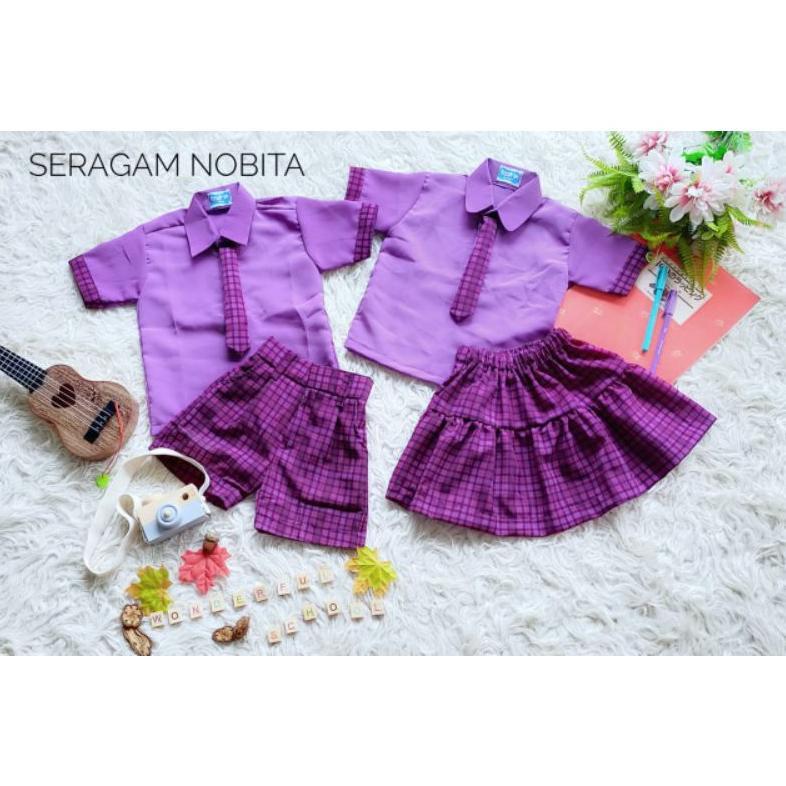 Best Seller Seragam Nobita Dusty Pink/Seragam Tk Terbaru/Seragam Anak Tk/Seragam Anak Paud/Seragam S