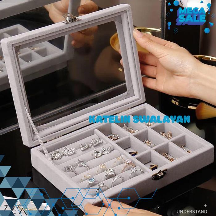 PELLUCID JEWELRY BOX - KOTAK PERHIASAN BENING TRANSPARAN ELEGANT UNGGULAN