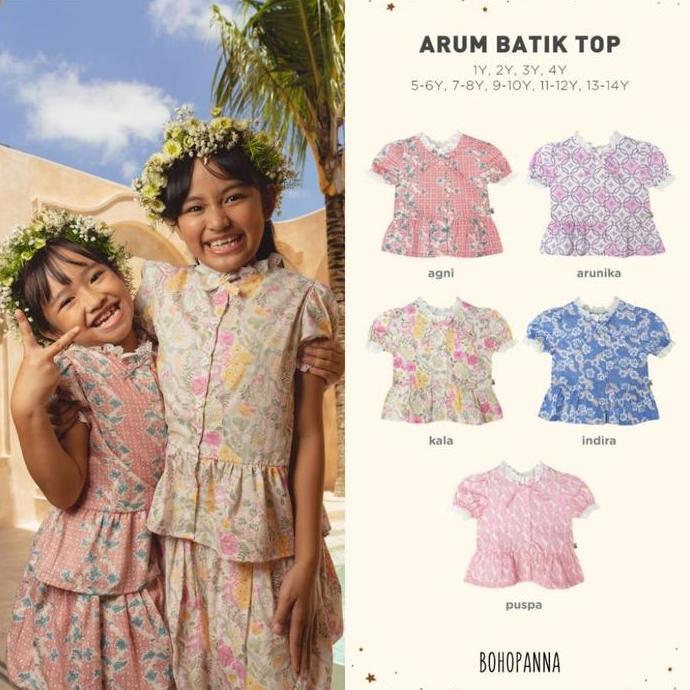 Bohopanna - Arum Batik Top Bohopanna - Batik Anak Perempuan - Baju Batik Anak