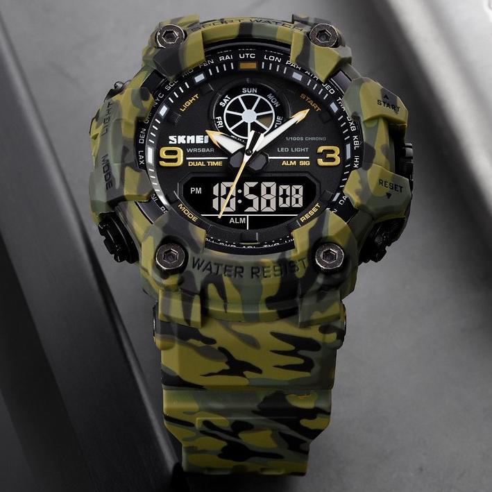 Garansi Skmei 1818 Jam Tangan Pria Digital Analog Dual Time Sport Watch Anti Air 5 Bar Mgos