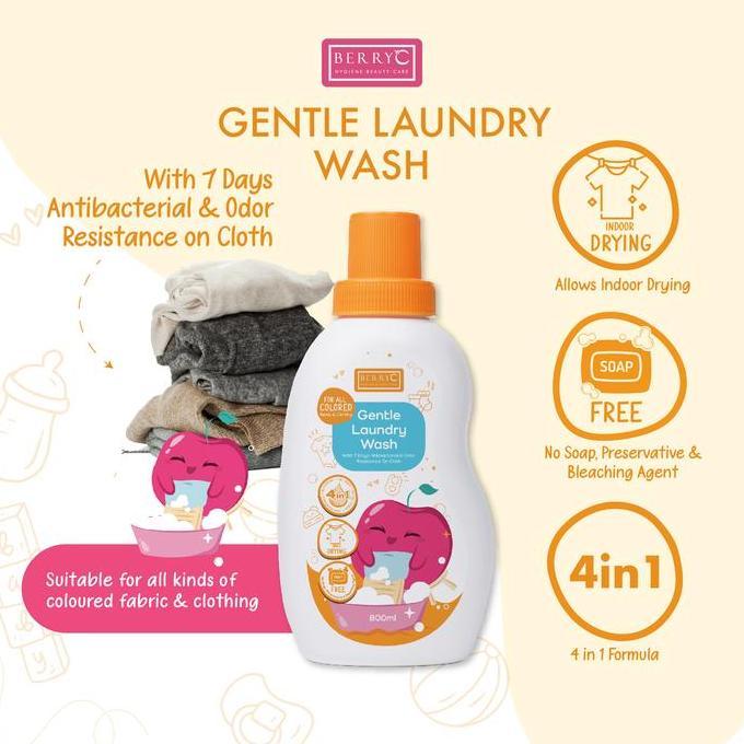 BerryC Baby Gentle Laundry Wash 800G - Natural Laundry Detergent - Tanpa SLS/SLES Deterjen Baju Bayi