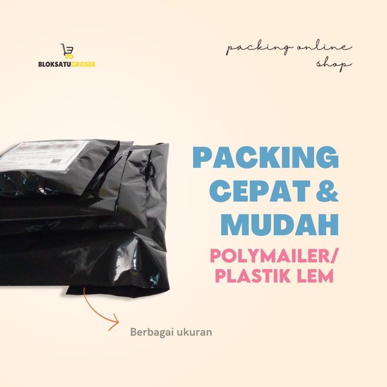 NAYORASHOP PLASTIK POLYMAILER HITAM GLOSSY PREMIUM GROSIR 25X35 CM ISI 100 LEMBAR TEBAL PLASTIK AMPL
