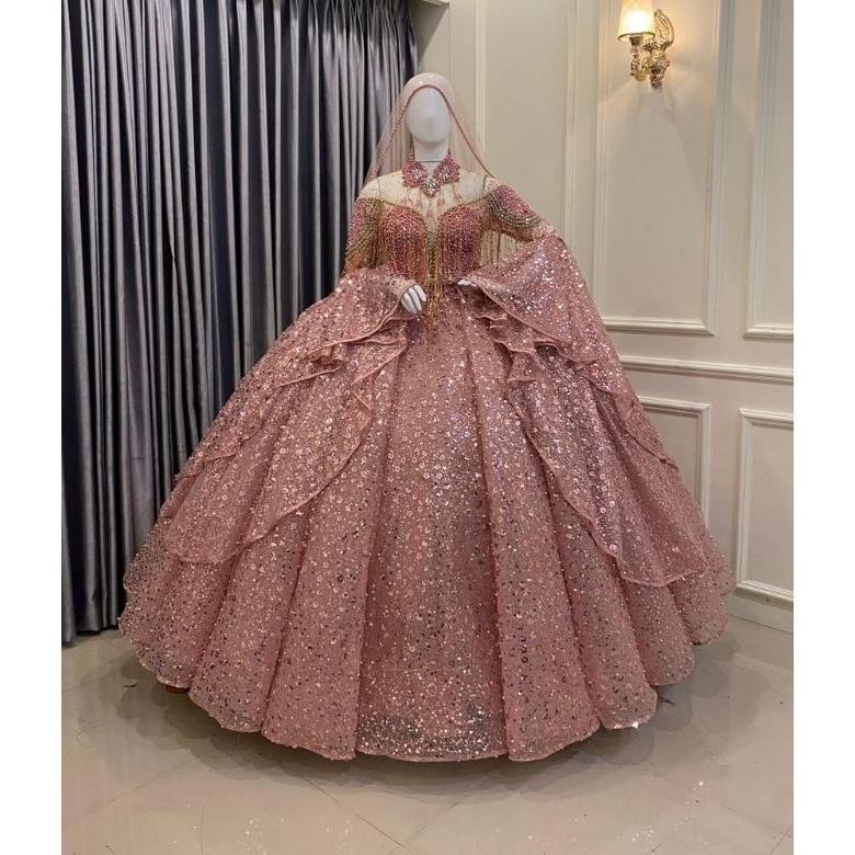 Best Seller Gaun Pengantin Barbie Modern Berekor |  Baju Pengantin Muslimah|Gaun Prawedding/Gaun Wed
