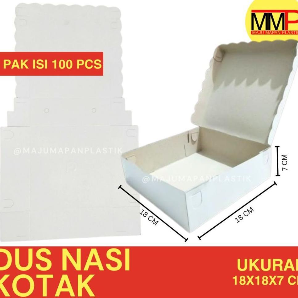 [100 Pcs] Dos Renda Nasi Kotak Makanan / Kardus Box Katering Putih Dan Coklat