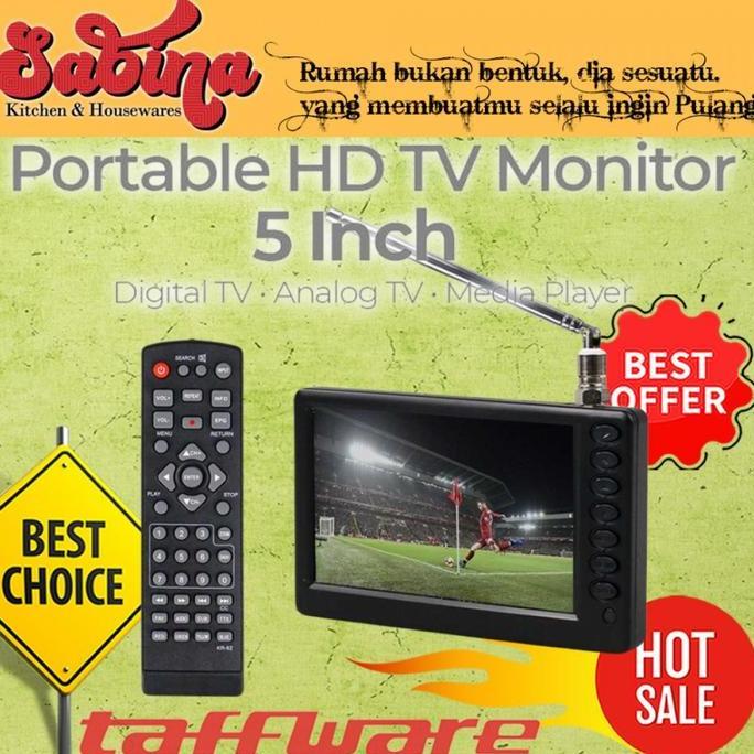 GARAVAR Televisi Mini Portable HD TV Monitor 5 Inch DVB-T2 Analog