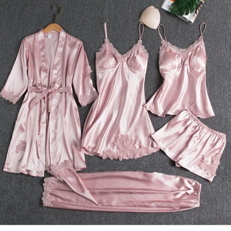 BIG PROMO BAJU TIDUR WANITA PIYAMA SET KIMONO 5 IN 1 /BAJU TIDUR SEXY WANITA / BAJU DINAS / LINGERIE