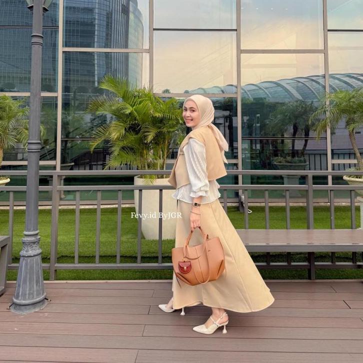 Murah Fevy.Id - Jeslyn Set Vest Korean Style Rompi Kekinian - Rompi Korean Style Wanita