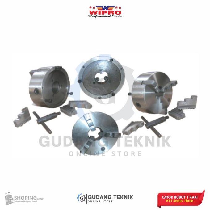 AKARA Catok Bubut 3 Kaki WIPRO K11-80 / Chuck Kepala Mesin Bubut 3" WIPRO