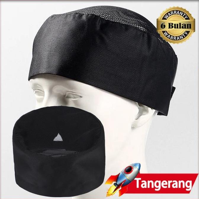 GARAVAR Topi Koki / Topi Koki Chef / Topi Kitchen Hitam / Topi Chef Pria / Topi Masak Koki Perempuan