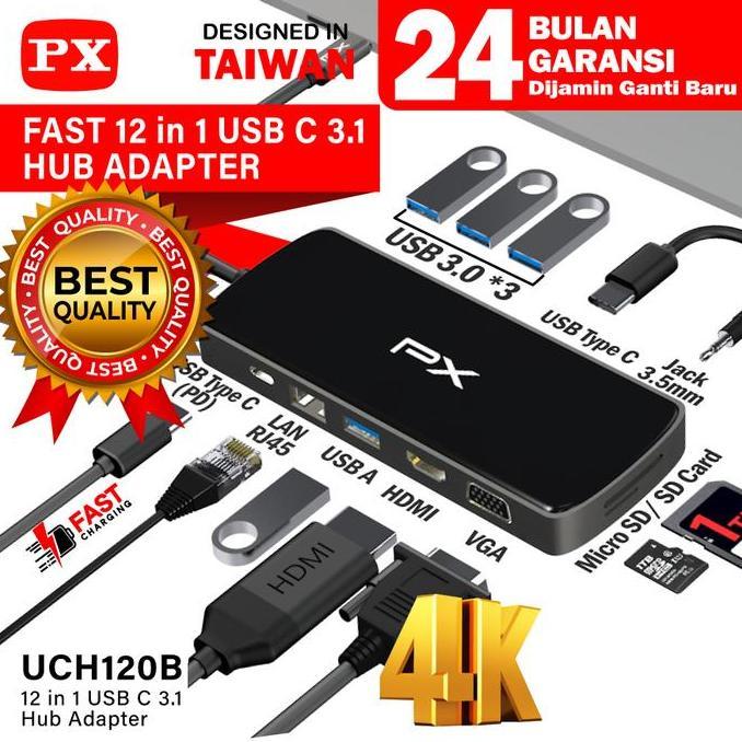 Promo Hub Converter Type C 3.1 Laptop Hdmi Usb 12 In 1 Px Uch120B