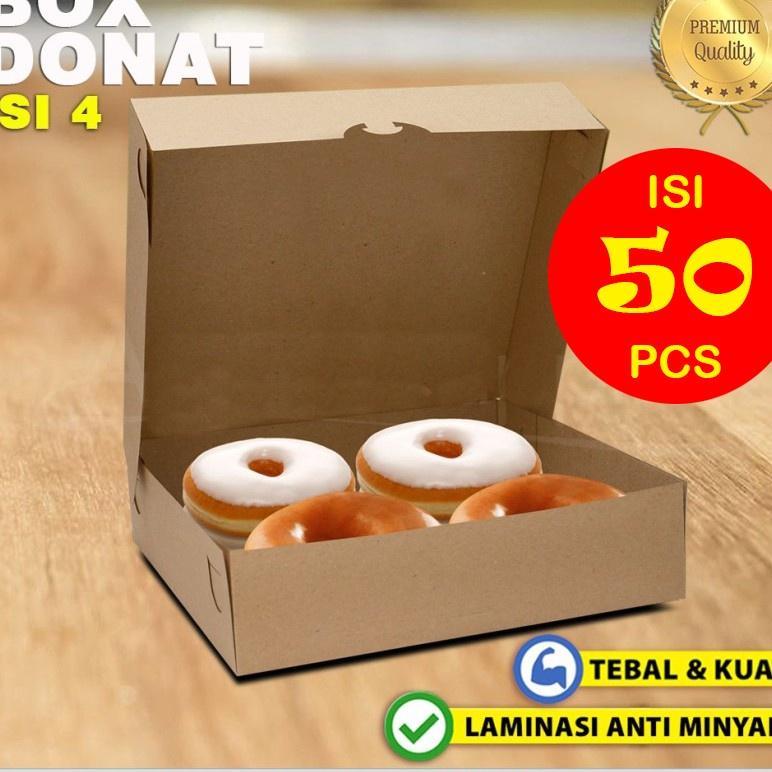 Kotak Dus Box Donat Kraft Coklat Isi 4 - ( 50 Pcs )
