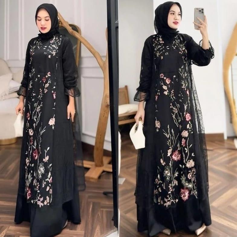 FAVORIT Free Hijab - Special Price ZEYA Dress Set ( Dress + Tunik Blouse Lace ) Dress Terbaru / Gami