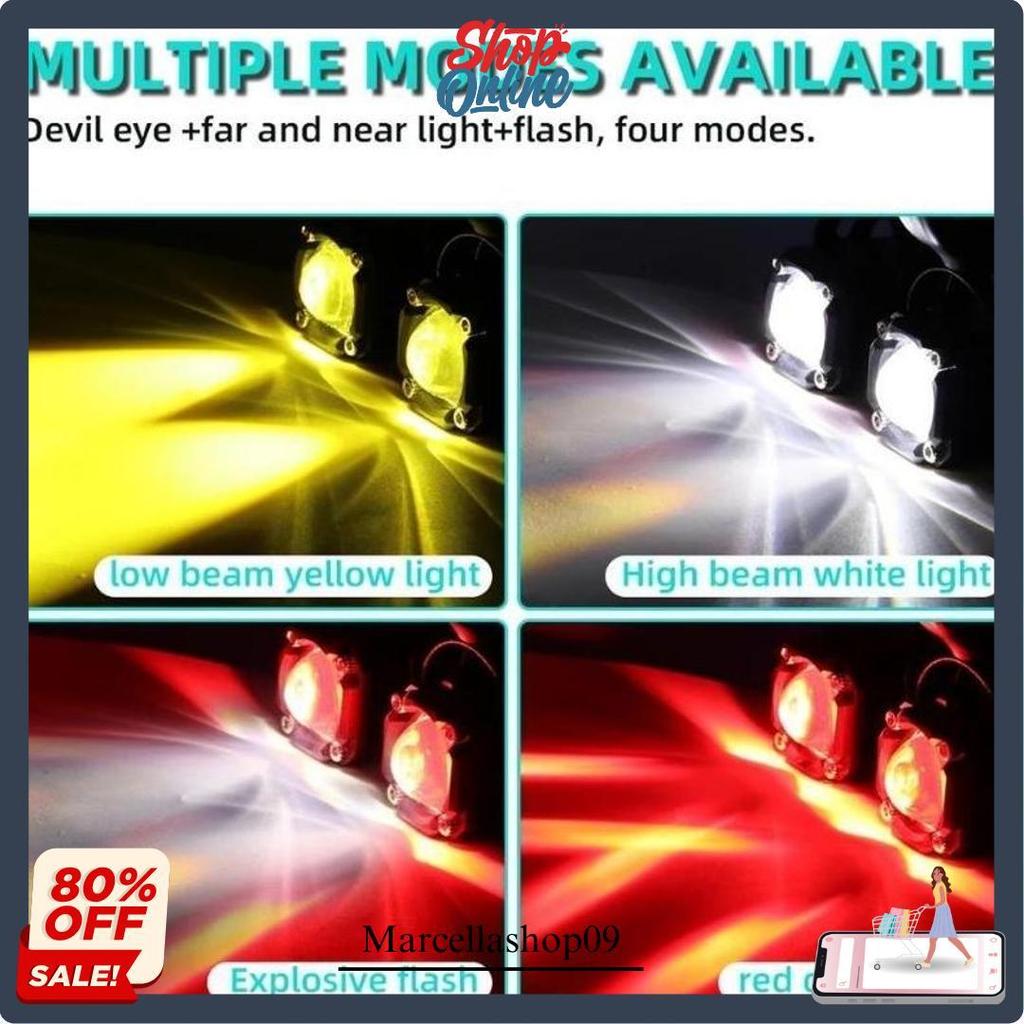 Lampu Tembak Sorot Led Laser Cahaya High Low Putih Kuning Super Terang Plus Devil Eye Merah/Lampu Te