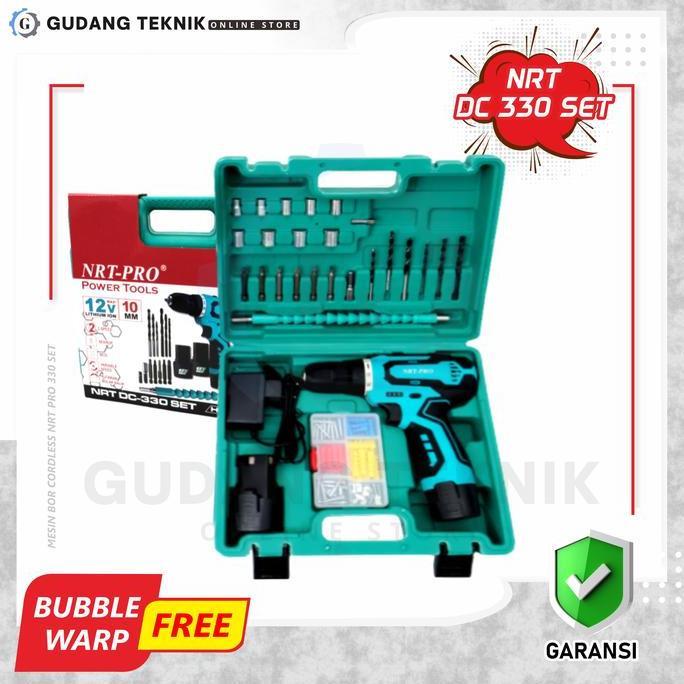 TERAR Cordless NRT PRO DC 330 SET 12V Mesin Bor Obeng Baterai NRT 12 V