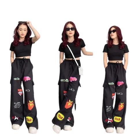 Murah  One Set Jogger Baju Crop Top Wanita | Setelan Korean Imut Seksi