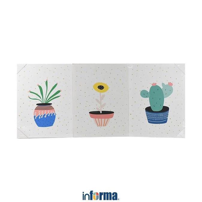 Informa 30X40 cm Set 3 Pcs Hiasan Dinding Kanvas Tanaman Dekorasi Ruangan Pajangan Dinding Hiasan Ka