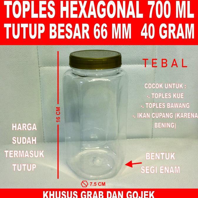 Is 70 Pcs Toples Cupang 700 ml 500 ml Tebal - Toples Plastik Segi Enam 700 ml Hexagonal