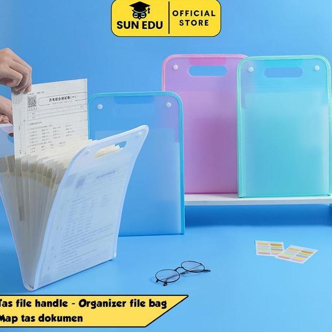 Tas file handle tambah stiker / Organizer file bag/ Map tas dokumen Stationery box  file tas  berkas