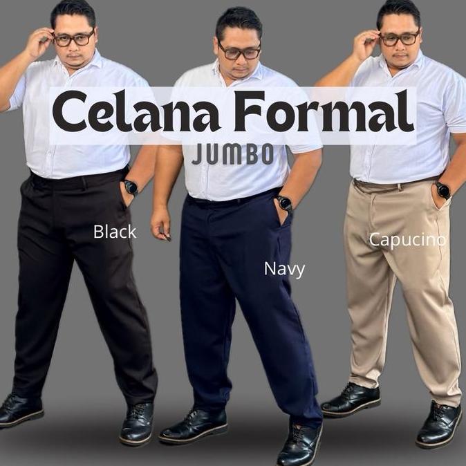 Celana Panjang Kerja Formal Jumbo Pria Slimfit Stretch Karet Allshop