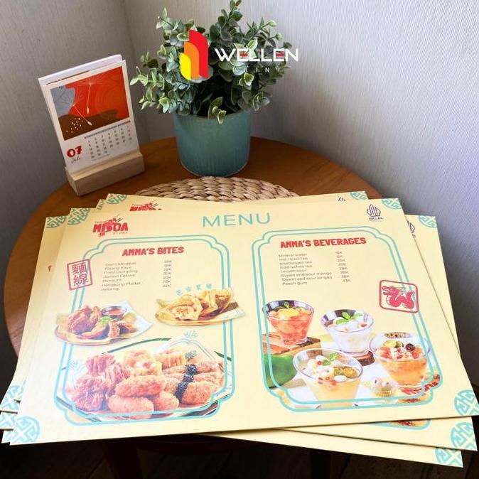 WELLEN PRINT Cetak Menu Board Custom / Print Papan Menu Hard Cover A3 / Daftar Menu Hardcover Makana