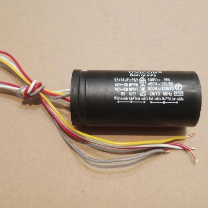 KAPASITOR MOTOR DINAMO MESIN CUCI LG 9.5 + 14 MF UF YJM27