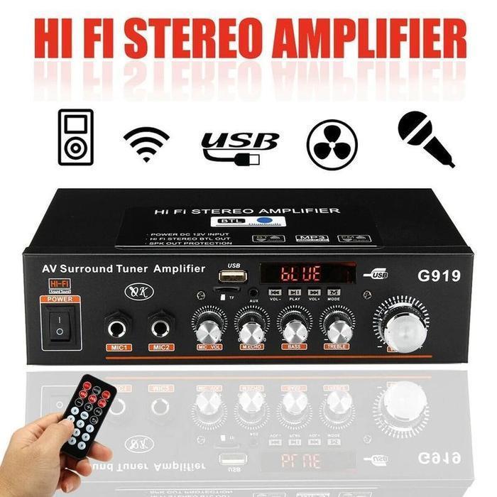 AUDIO AMPLIFIER BLUETOOTH HIFI SURROUND USB MP3 FM 360W - G919 - POWER AMPLIFIER WIRELESS BLUETOOTH 