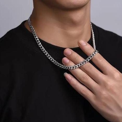 ORIGINAL Kalung Rantai sisik kotak Titanium Pria panjang 50 cm terbaru/kalung pria/kalung rantai cow