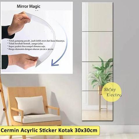 YHOME Mirror Stiker Dinding Bahan Akrilik Bentuk Persegi dan Oval Y254 Cermin Kaca Cermin Kaca