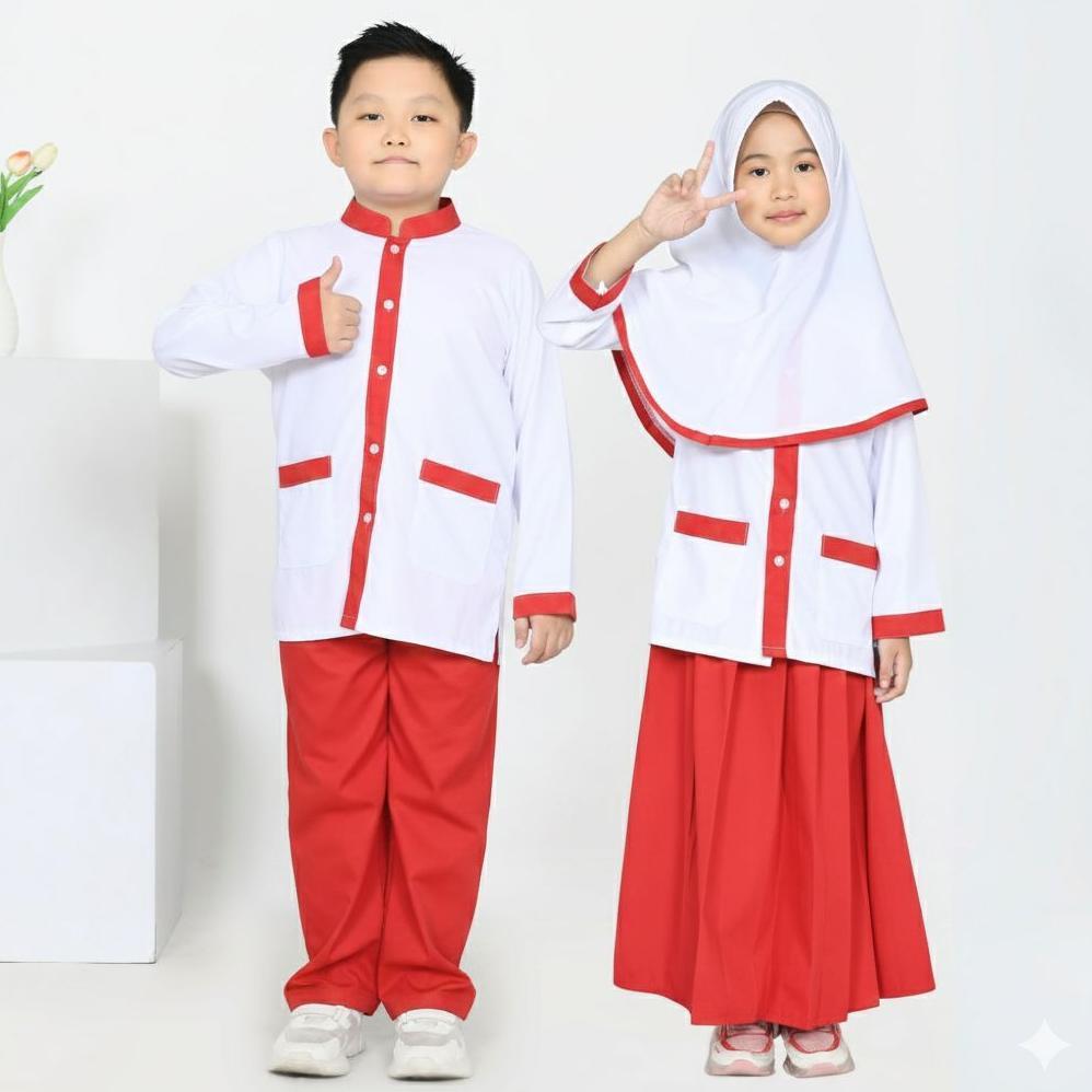 Free Ongkir Seragam Sekolah Madrasah Dan Paud Tk Muslim Cowok Putih Hijau
