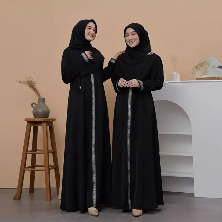 ORIGINAL ABAYA POLOS HITAM CASUAL BUSUI SIMPEL  GAMIS ARAB SAUDI TURKEY