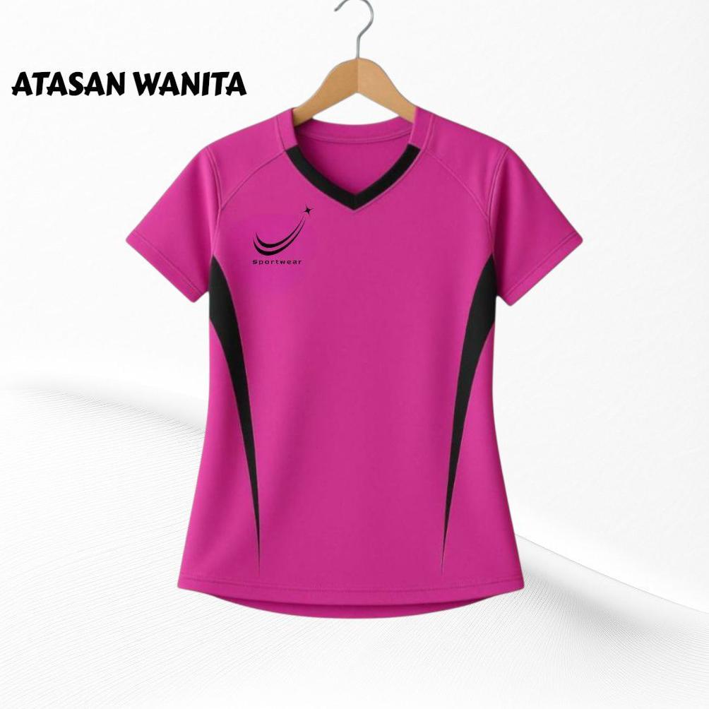 Tahan Lama  Kaos Senam Wanita Dry Fit Warna Kuning/Ungu/Putih