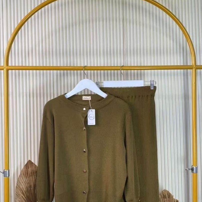 Promo One Set Aira Cardigan & Rok Rajut Wanita Premium-Stelan Wanita Terbaru