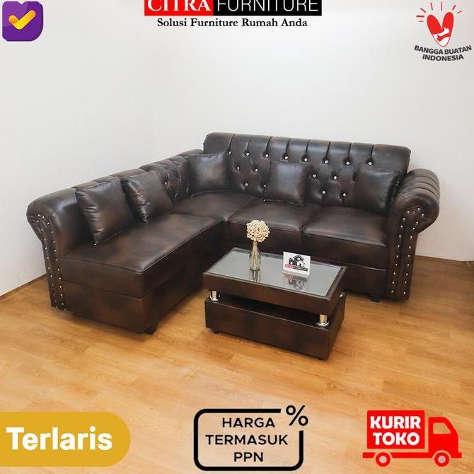 PANAMA Series Sofa L Putus Kancing Oscar | Sofa Sudut Chesterfield