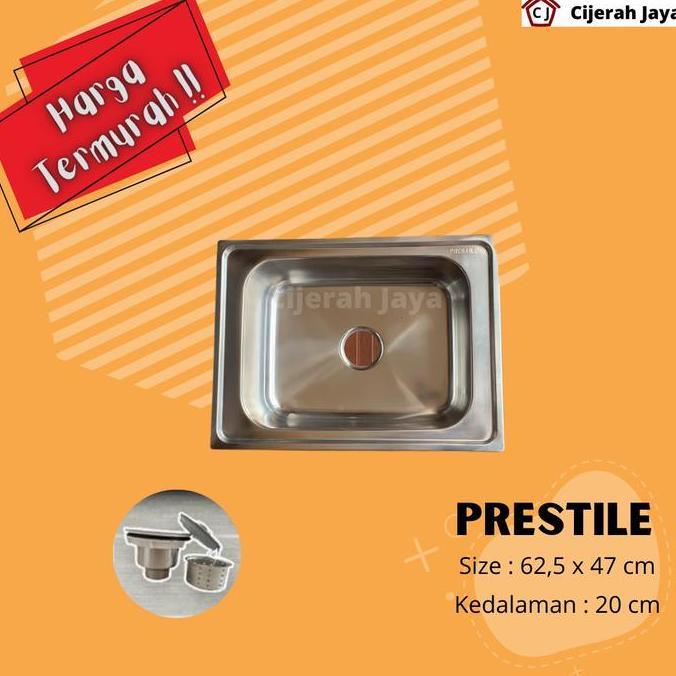 PRESTILE Bak Cuci Piring Stainless Tebal Dalam Kotak + Afur / BCP Kitchen Sink