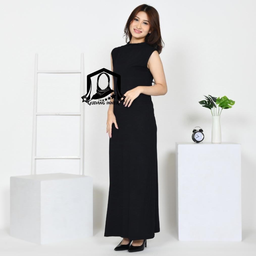 Termurah  Inner Long Dress Tanpa Lengan Bahan Spandek Rayon Kaos